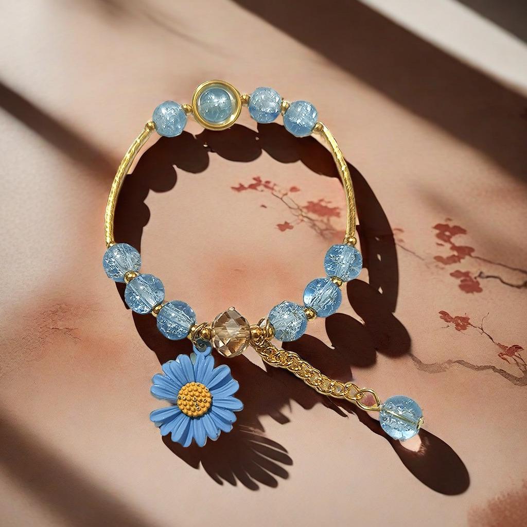Crystal Daisy Burst Bracelet - Sweet Floral Design, Niche High-End Cross-Border Bestseller
