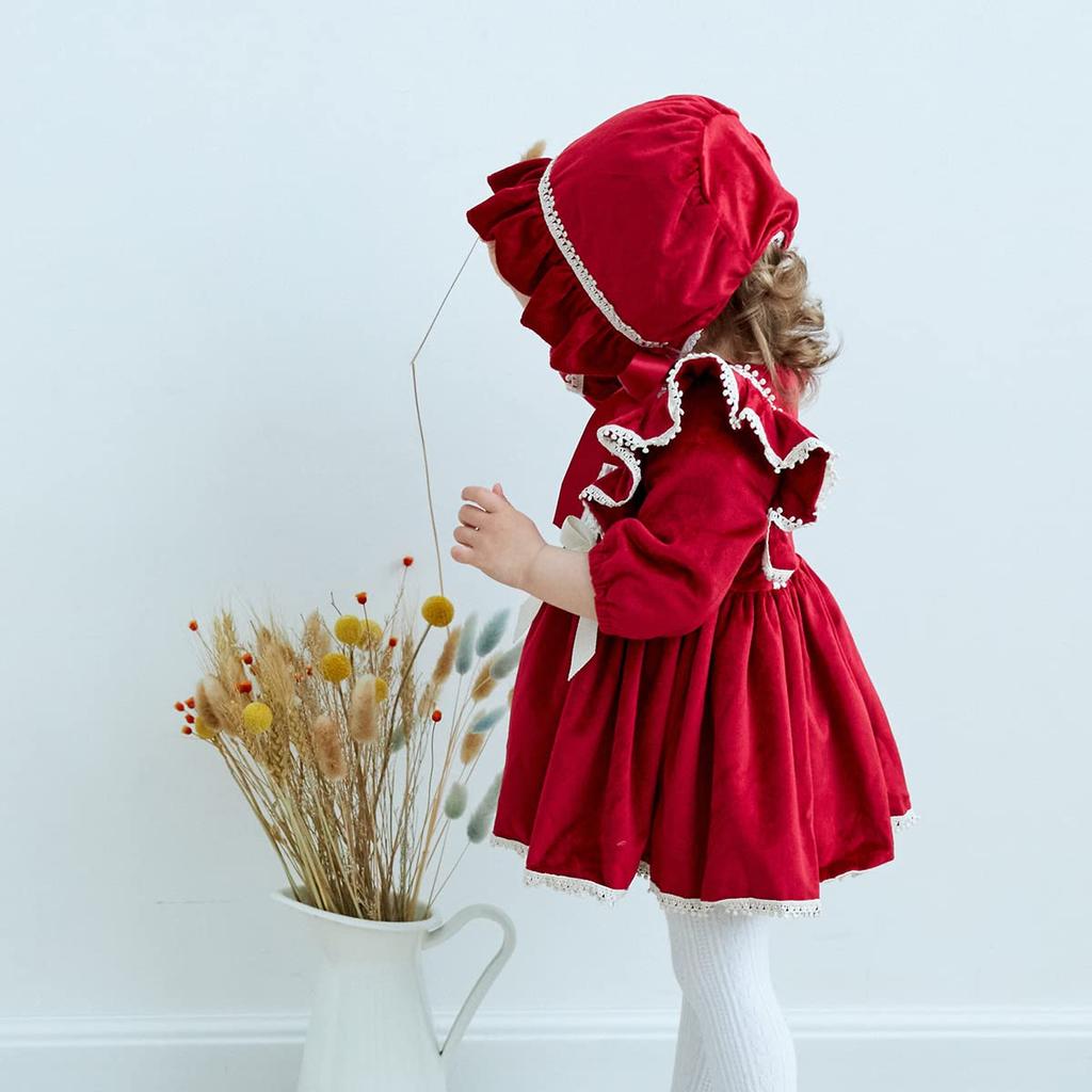 Babykleidung für den festlichen Tag [Famuka] Mädchen, 2-teiliges Set, Kleid, Hut, Kleid, Mädchen/Zeremonie/Lange Ärmel/Baby/Neujahr