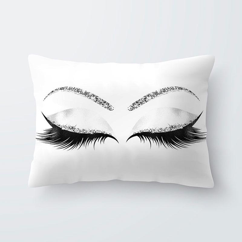 throw pillow with eyelashes