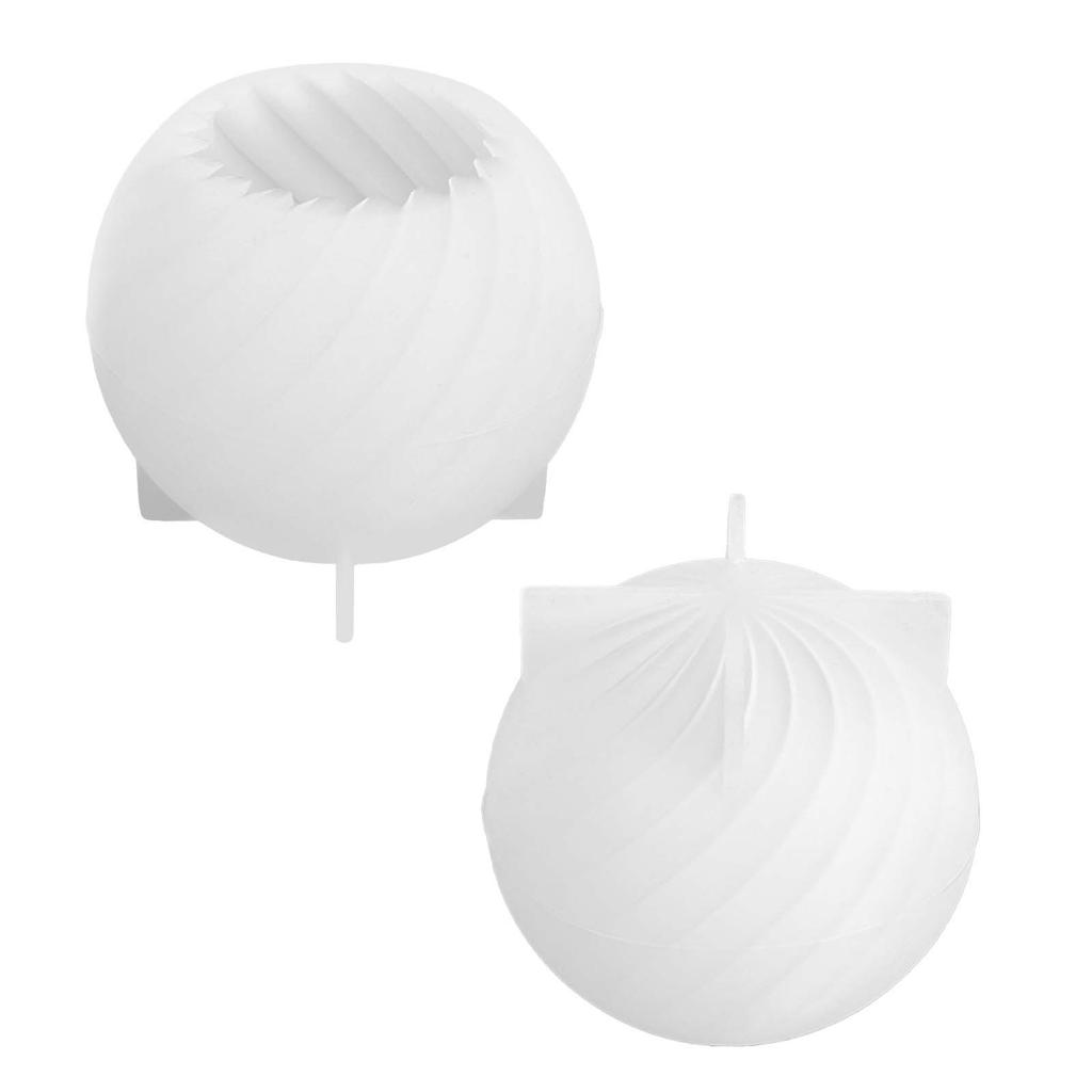 DIY Round Ball Scented Candle Silicone Mold Geometric Striped Spiral Sphere Resin Plaster Ornament Silicone Mold Home Decoration