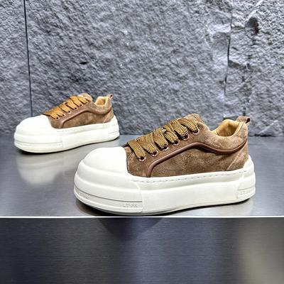 Frühling neue matte Leder hässlich süß große Kopfschuhe Plateau-Sohle leichte niedrige Oberseite Board-Schuhe Schnürung lässig bc