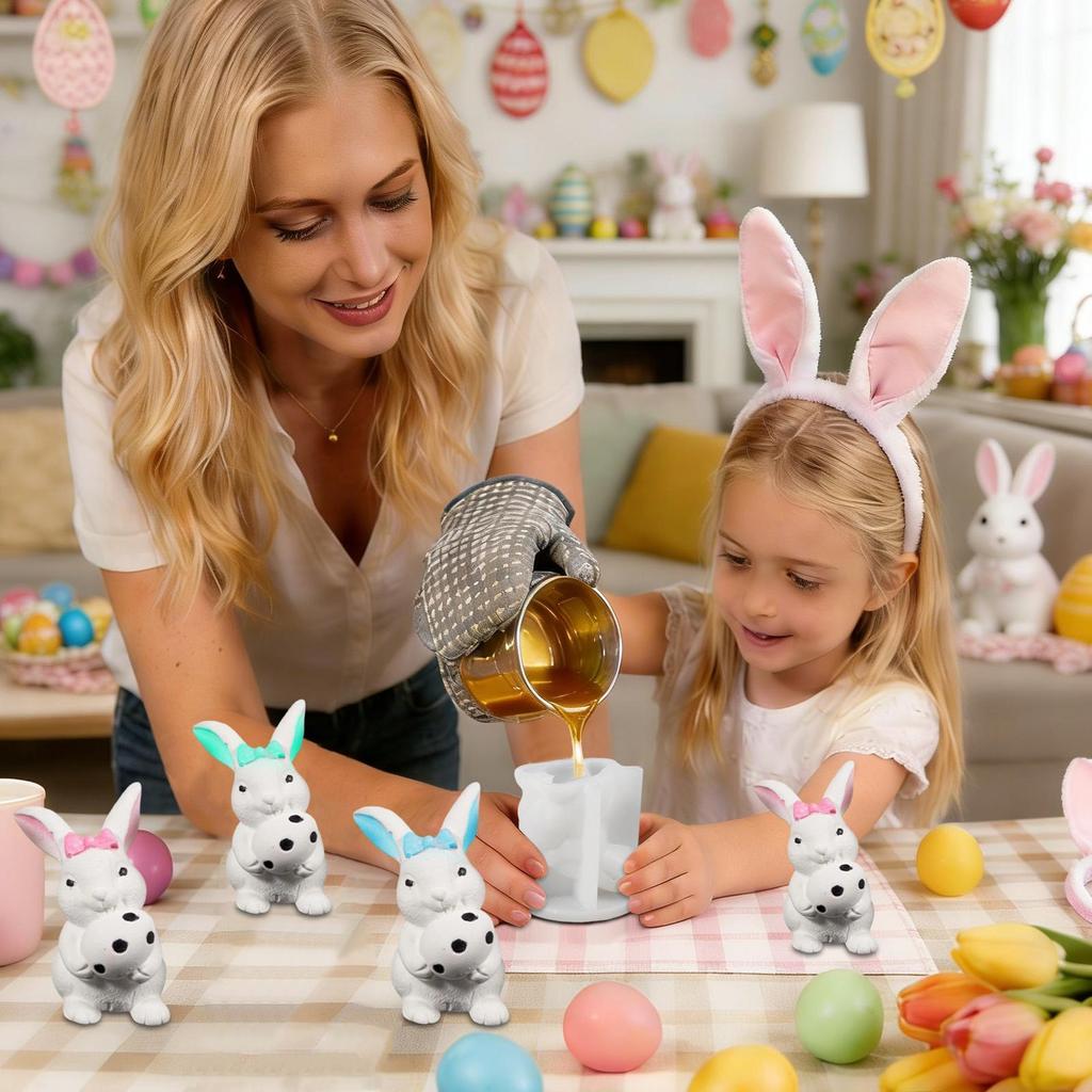 Rabbit Holding Easter Egg Silicone Mold 3D Epoxy Casting Decoration Craft Bunny Hold Easter Egg Epoxy Resin Casting Mold