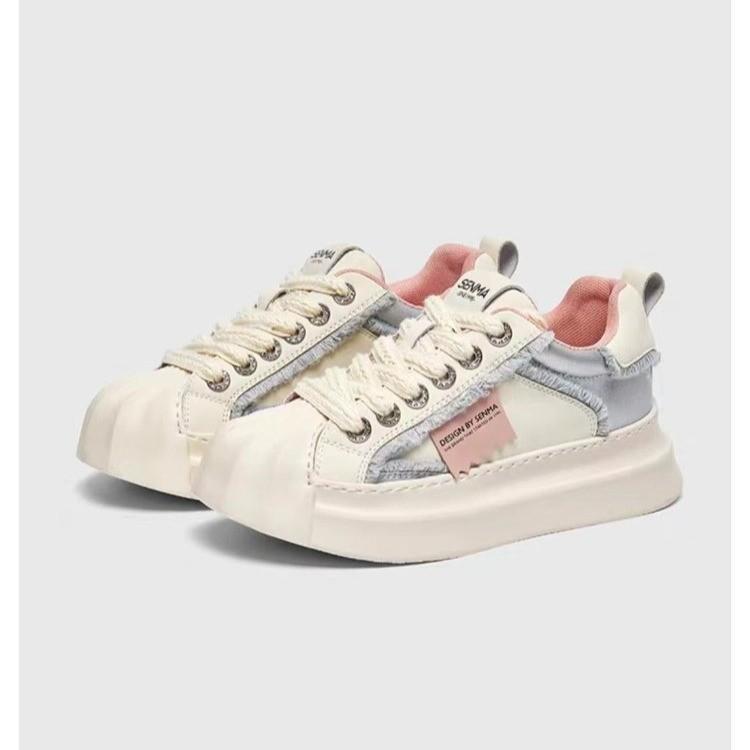 

Thick-soled muffin heightening shoes children s 2025 new soft-soled little white shoes versatile niche sports and leisure board shoes 40 серебряный