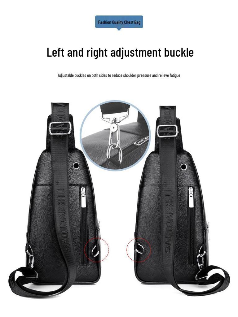 Satchi Męska Torba Crossbody ze Skóry Kangurzej na Klatkę Piersiową - Modny Casualowy Plecak ze Skóry Bydlęcej