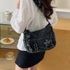 Denim Bag Multi-zipper Retro Crossbody Bag Middle-aged Mother Bag