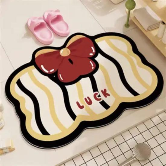 Ins Wind Bow Bathroom Bathroom Diatom Mud Floor Mat Living Room Entry Carpet Water Absorbent Non-slip Foot Mat