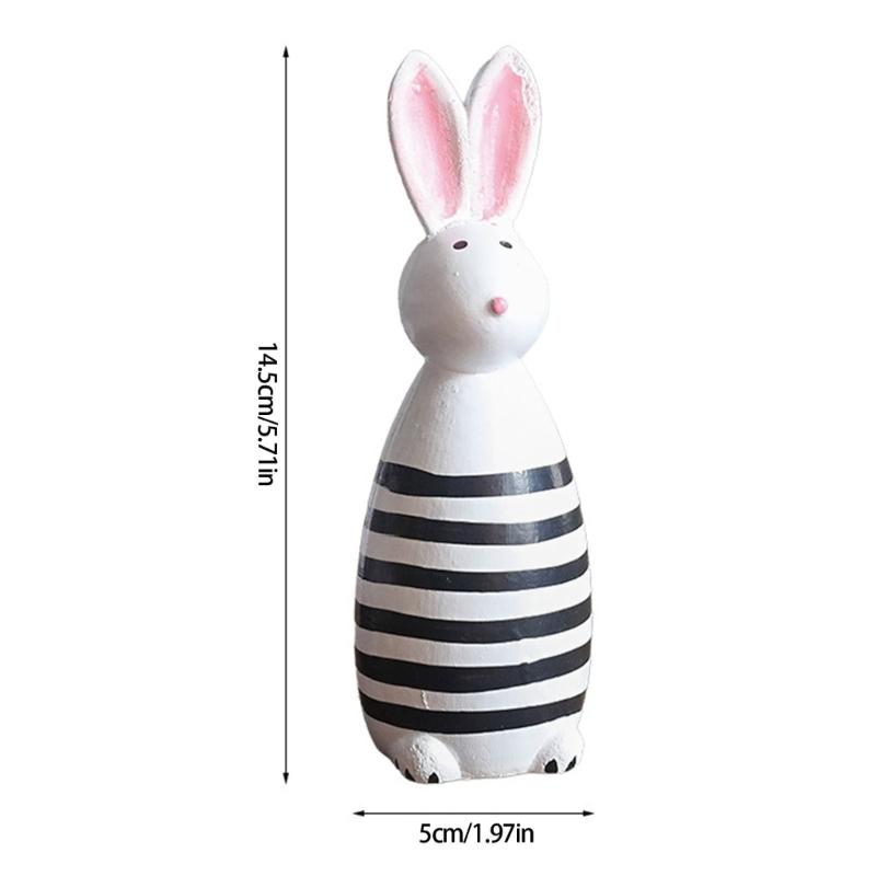 Wooden Bunnies Figurine Easter Rabbit Statue Indoor Easter Decoration Modern Art Spring Home Decors,Bunnies Sculpture