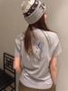 Women's Cotton Cat Head Embroidered Short Sleeve T-Shirt - Trendy Early Spring 2026 Arrival