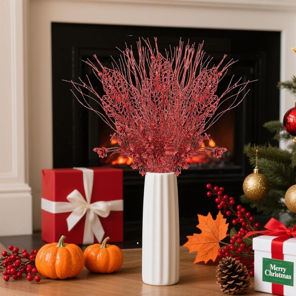 12Pcs Artificial Flowers Berry Bouquet Christmas Tree Decoration Ornaments for Home Vase Decor New Year 2026 Gifts Accessoriees