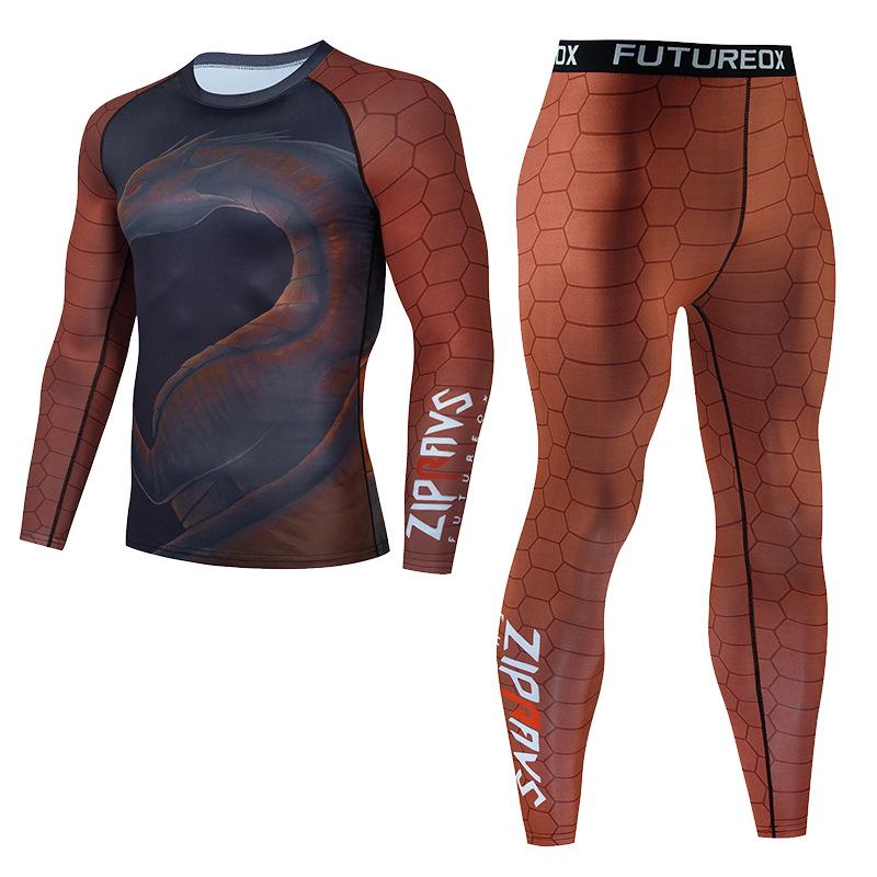 Męski szybkoschnący sportowy zestaw dwuczęściowy: Koszulka z długim rękawem i spodnie do koszykówki i kolarstwa