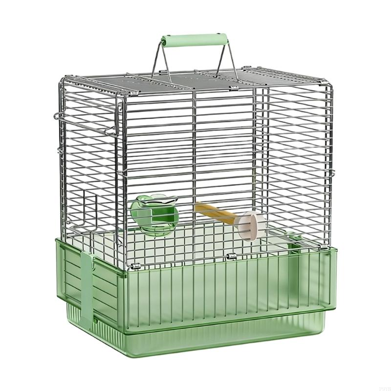 Stable Folding Metal Bird Cage Rusts Resistant Stainless Steel Easyly Transport Pet Carriers For Outdoor Activity P9YB