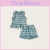 Mädchen Sommer Gingham Zweiteiler Set mit Spitzenshorts für Kinder Alter 3 bis 8