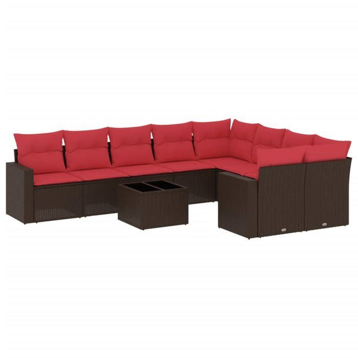 VidaXL Garden Lounge Set with Cushions 10 Pcs, Patio Sofas, Furniture Set, Outdoor Terrace Furniture, Brown 3219444