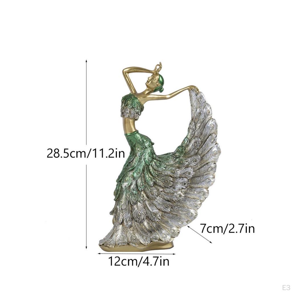 Elegant Peacock Dance Figurine Decorative Dancing Woman Sculpture Artistic
