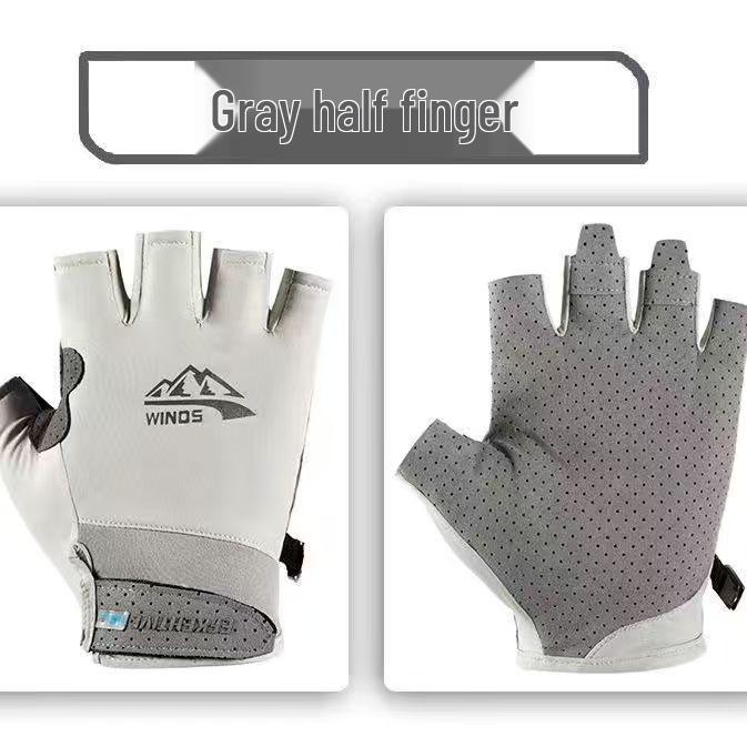 Unisex Summer Fingerless Gloves - UV Protective, Breathable Ice Silk for Cycling, Fishing & Sports