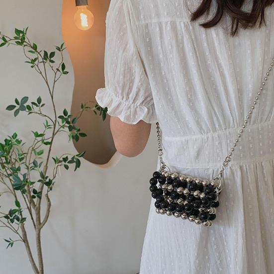 Vintage Faux Pearl Purse Beaded Crossbody Bag with Removable Shoulder Strap Ladies Evening Clutch for Parties Street Office