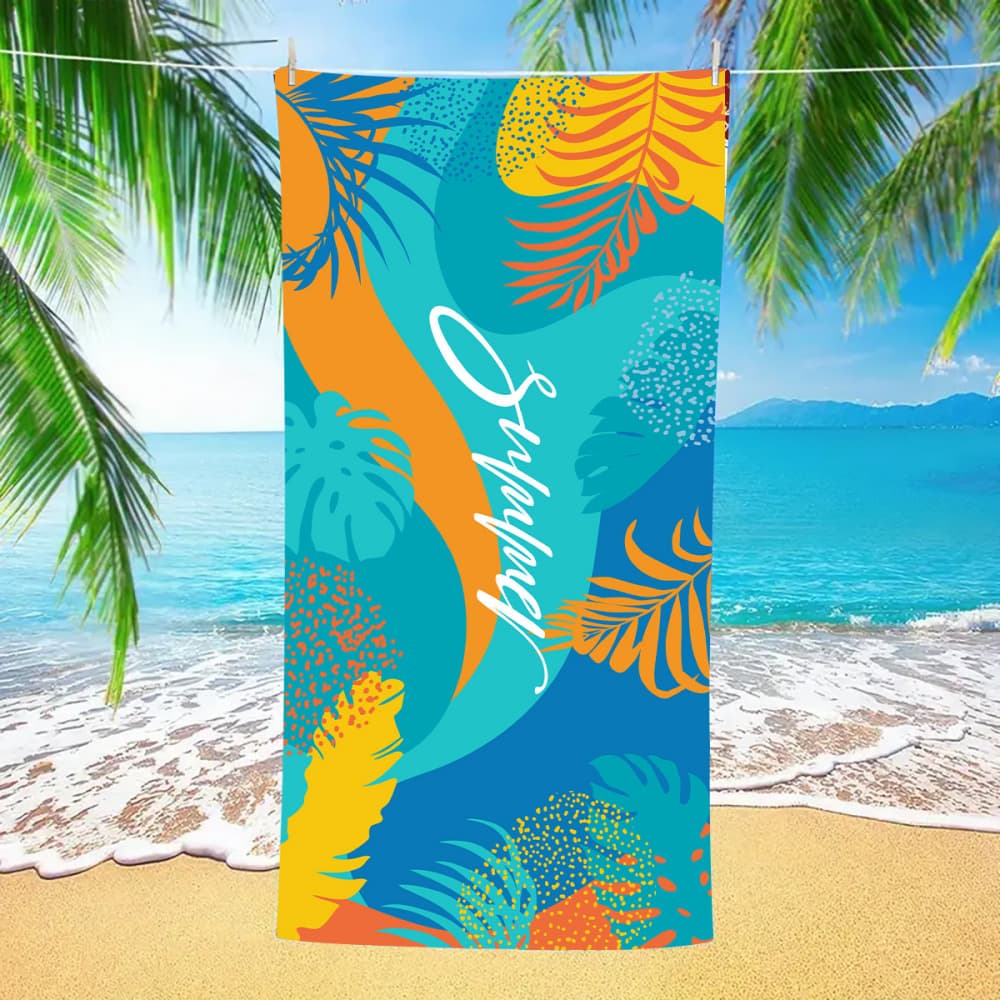 Coastal Beach Umbrella Sunblock Print Microfiber Towel for Men Women Summer Vacation Beach Pool Gym Camping Daily Use