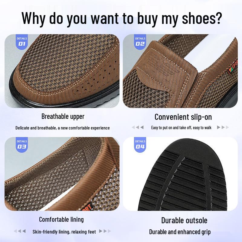 Plus Size Men's Breathable Mesh Slip-On Casual Shoes