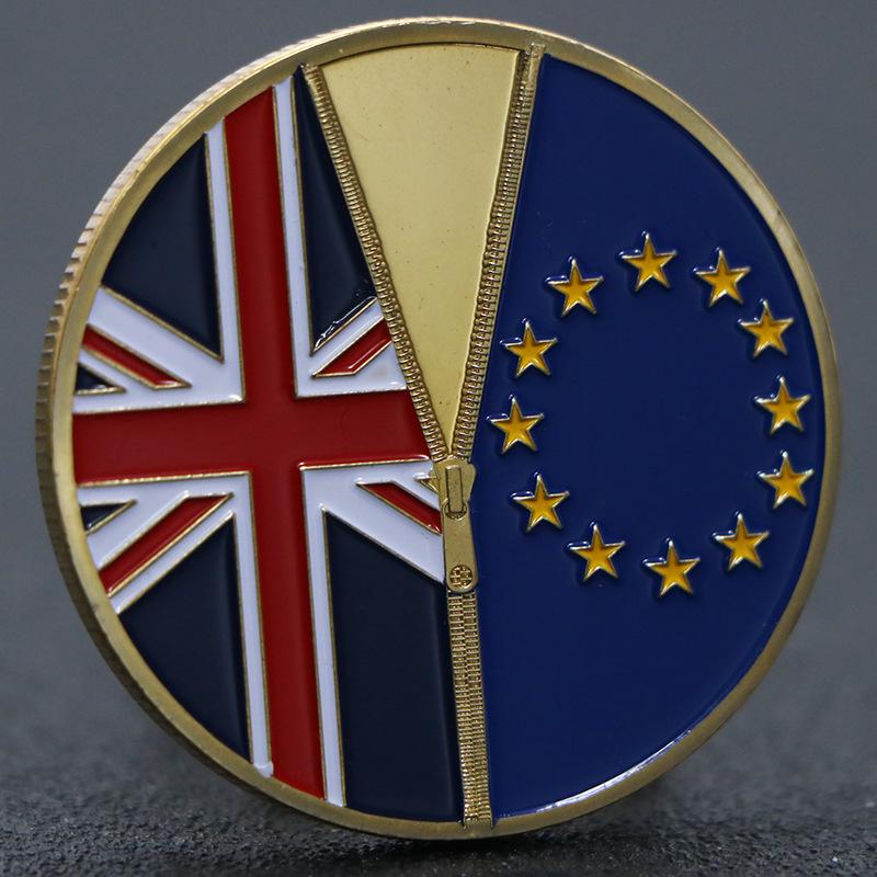 2016 Brexit commemorative coin, gold plating, commemorative medal, foreign currency, gold coins, coins