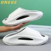 A Pair Of New Summertime Mens Slide Shoes, Mens Wear-Resistant, Anti-Skid, Plush Comfort Athletic Beach Footwear, Thick-Soled Soft-Soled Mens Shoes
