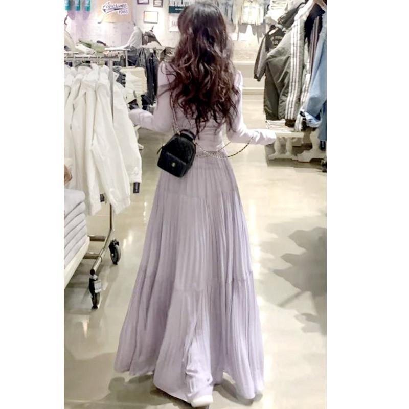Korean Chiffon Skirt for Women In Spring and Summer New High-waisted A-line Cake Skirt Fluttering Large Sway Mid-length Skirt