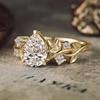 Elegant Women's Water Drop Zirconia Flower Ring