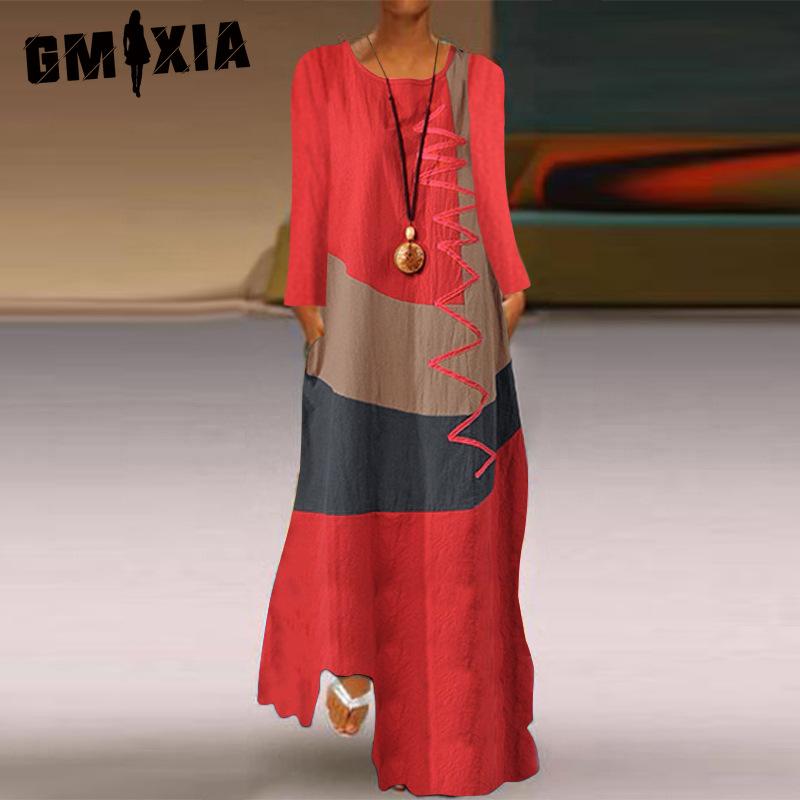 GMXIA Women's Fashion Autumn Winter Long Sleeve O-Neck Casual Dresses