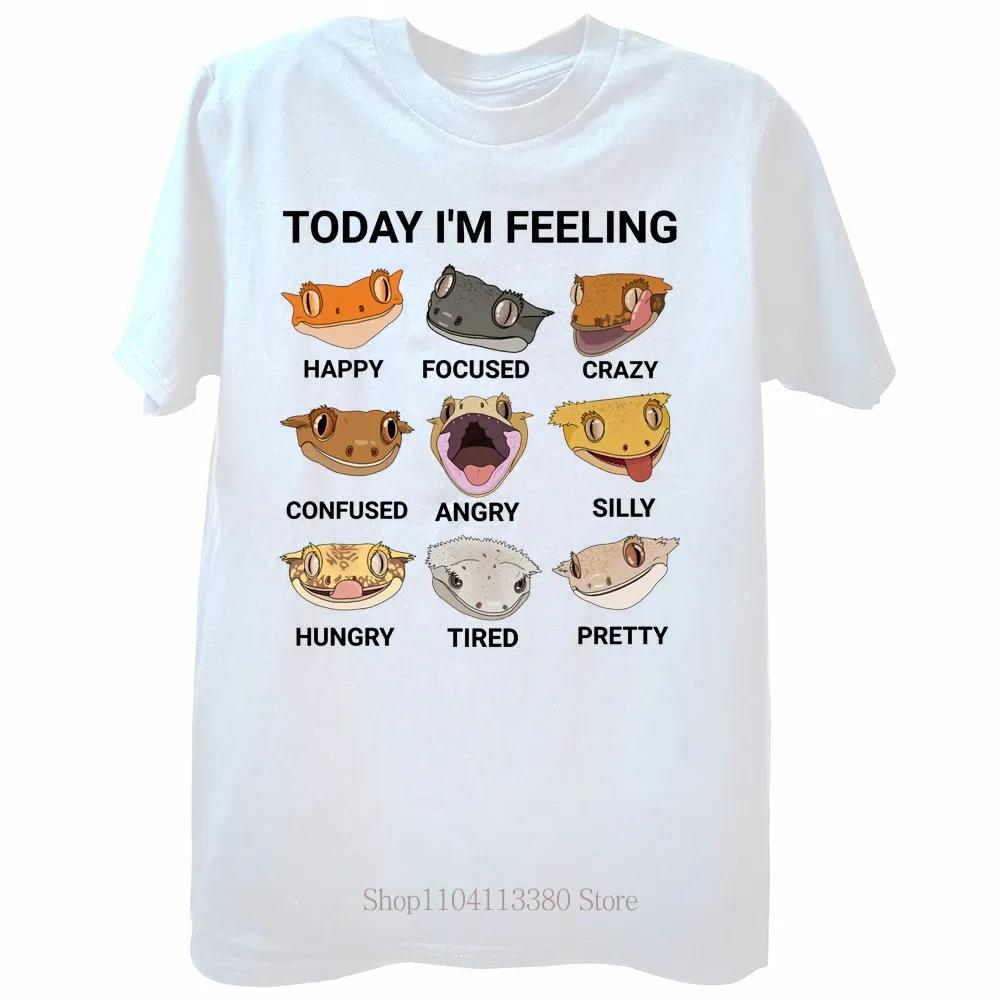 Today I m Feeling Crested Gecko T-shirts Women Summer Casual Fashion Funny High Street Crew Neck Short Sleeve M
