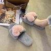 Slippers Flat Cotton Slippers Cute Home Fleece Warm Winter New Indoor Fluffy Shoes Personalized Drag