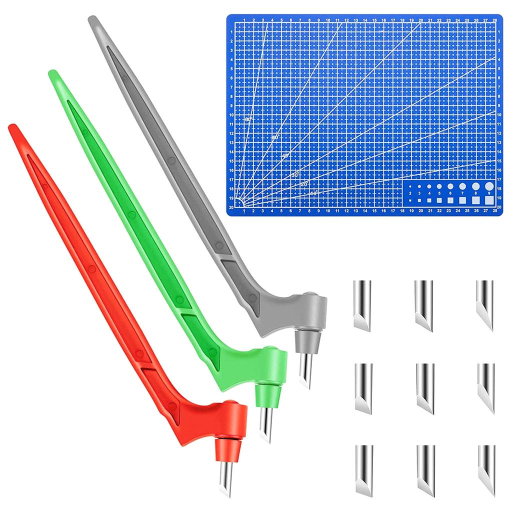 Bastelmesser-Set 360 Grad Drehendes Gyro-Schneidwerkzeug Kunstschneidwerkzeuge mit Schneidestift 15/30/45 Grad Klingen Schneiden
