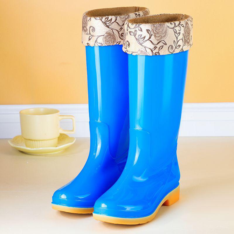 Dámské fleecem podšité protiskluzové nepromokavé gumové holínky s vysokým svrškem