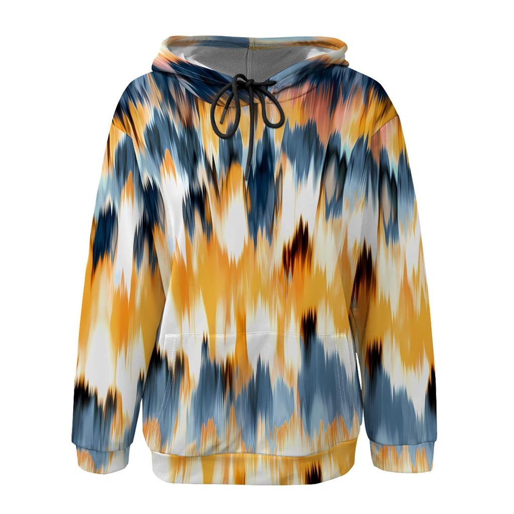 Women's Black Printed Hooded Sweatshirt with Patch Pocket - MH548