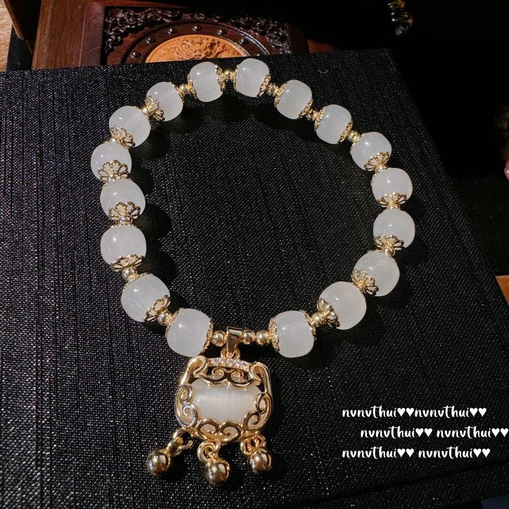 Pulseira de Gema com Fecho de Segurança de Calcedônia Branca Congelada de Lichia, Espírito da Água, Pulseira de Raiz de Lótus de Calcedônia Rosa Coração de Açúcar, Uso em Camadas