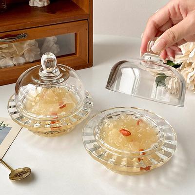 1 Stück Chinesische Vogelnestschale Weißer Pilzbecher Glas Gürtelabdeckung Transparent Zart Hochwertig Obst Dim Sum Dessert Suppentasse