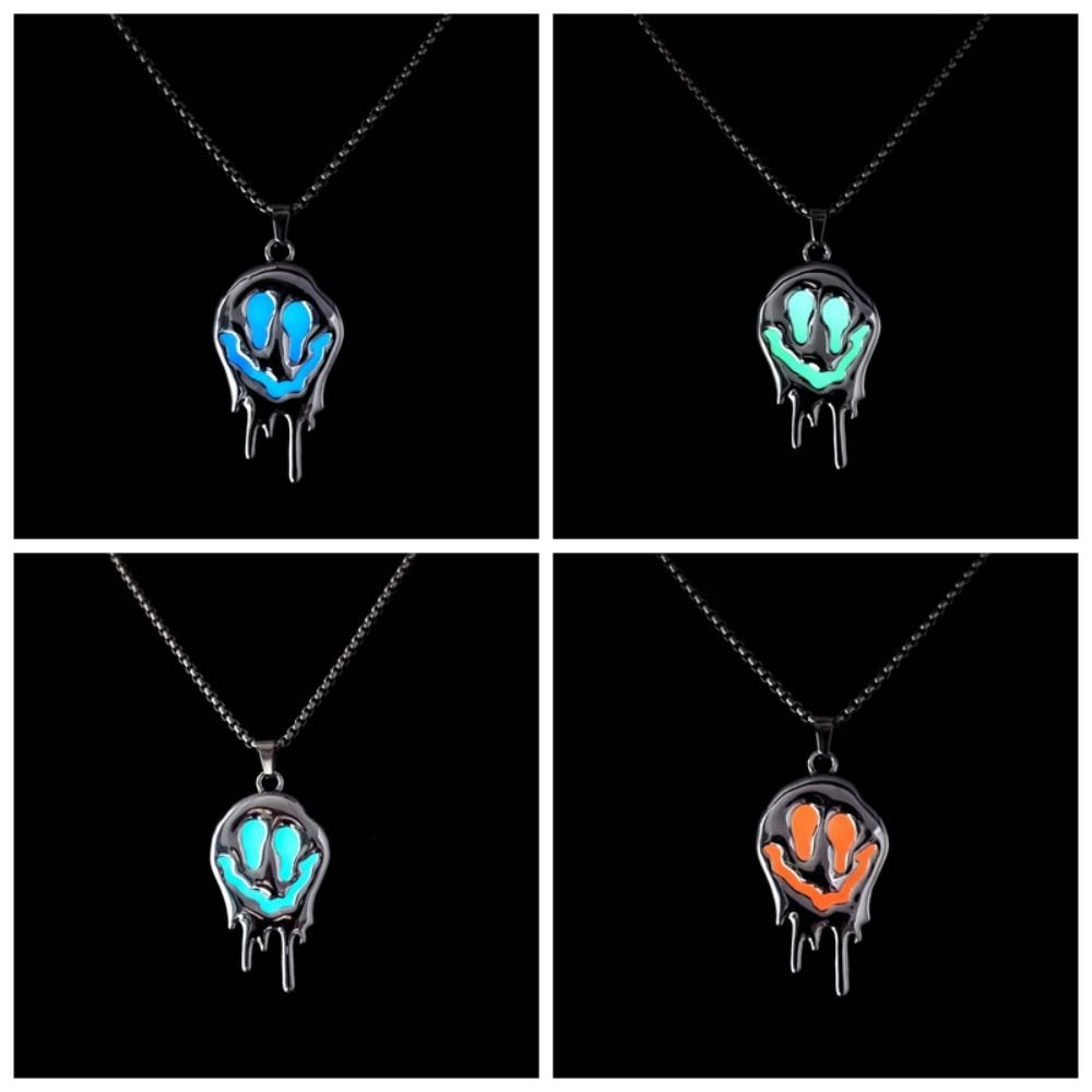 Zinc Zinc Alloy Halloween Skull Necklace Punk Hip Hop Neck Chains Luminous Pendant Necklace Halloween