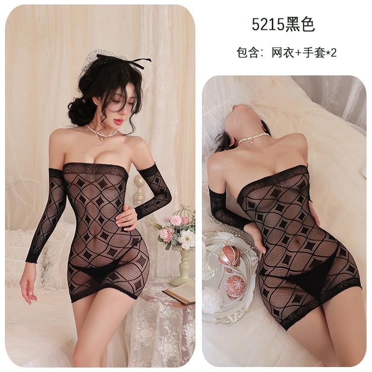Erotic underwear, European and American hot diamond mesh clothes, sexy hip-hugging skirts, underwear, hollow see-through, seducing women