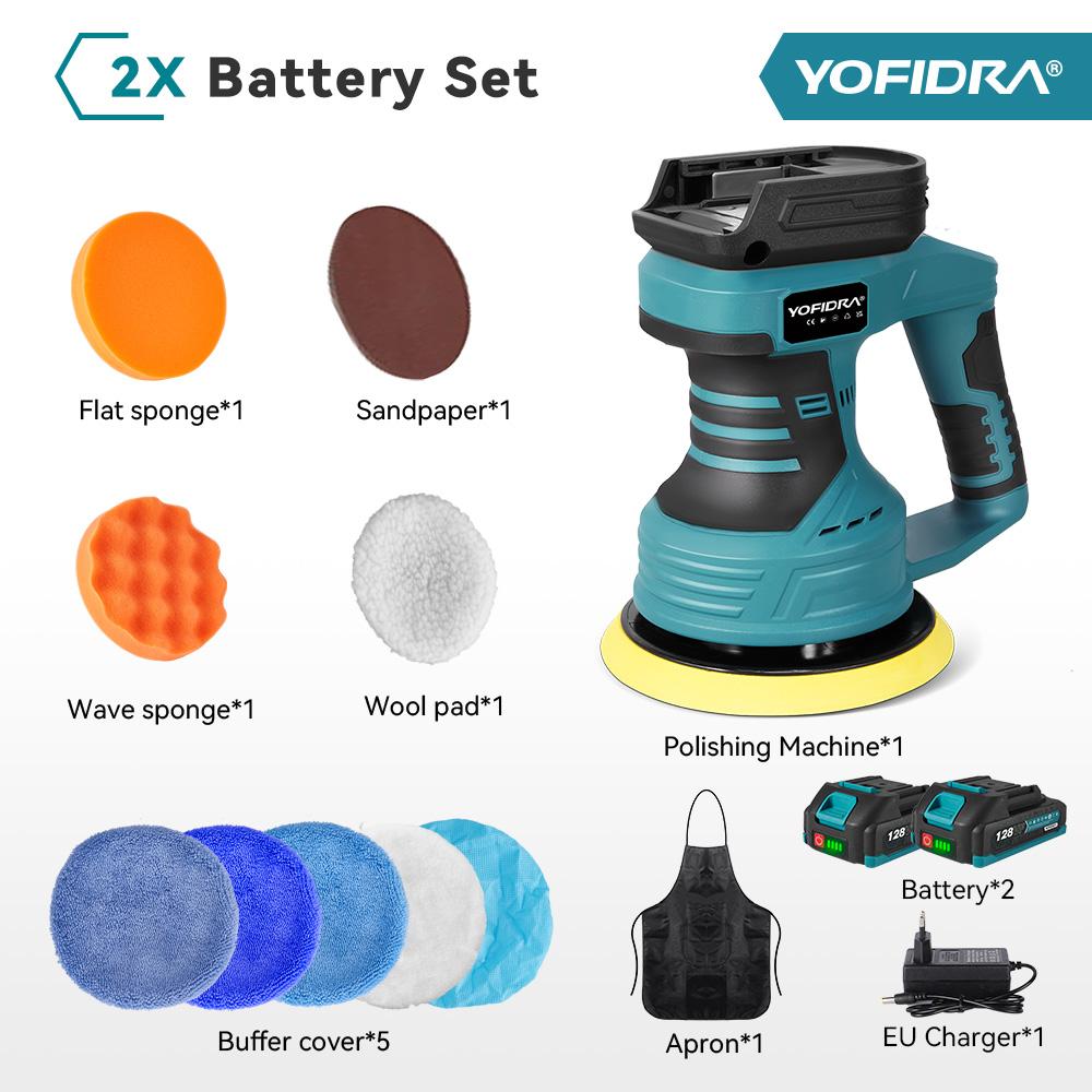 Yofidra 150mm Electric Car Polisher 8 Gears Cordless Efficient Cleaning Waxing Sanding Polisher Beauty Tool For Makita18V-21V Battery