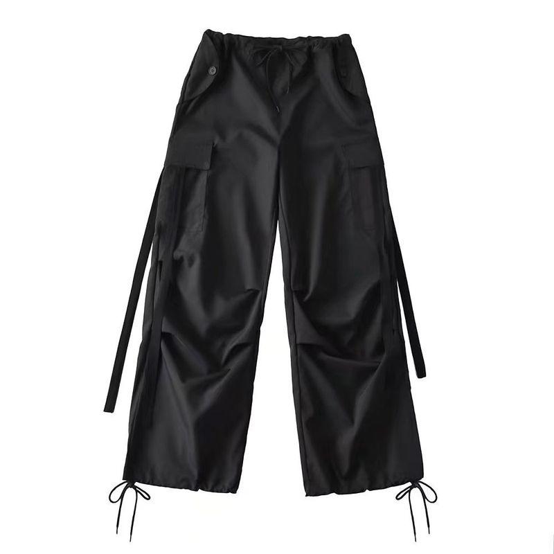 

Akiyo Studio Fashion 2023 Fall Waist Belt Loose Cargo Pants Casual Pants Pure Color Pants Black M