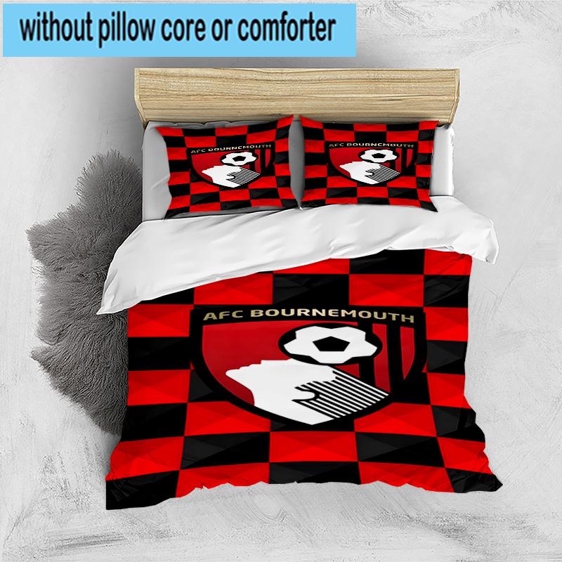 Set Biancheria da Letto Stampato con Stemma AFC Bournemouth 3 Pezzi Copripiumino Chiusura Include 1 Copripiumino e 2 Federe Set Biancheria da Letto Decorazioni per la Casa Regali
