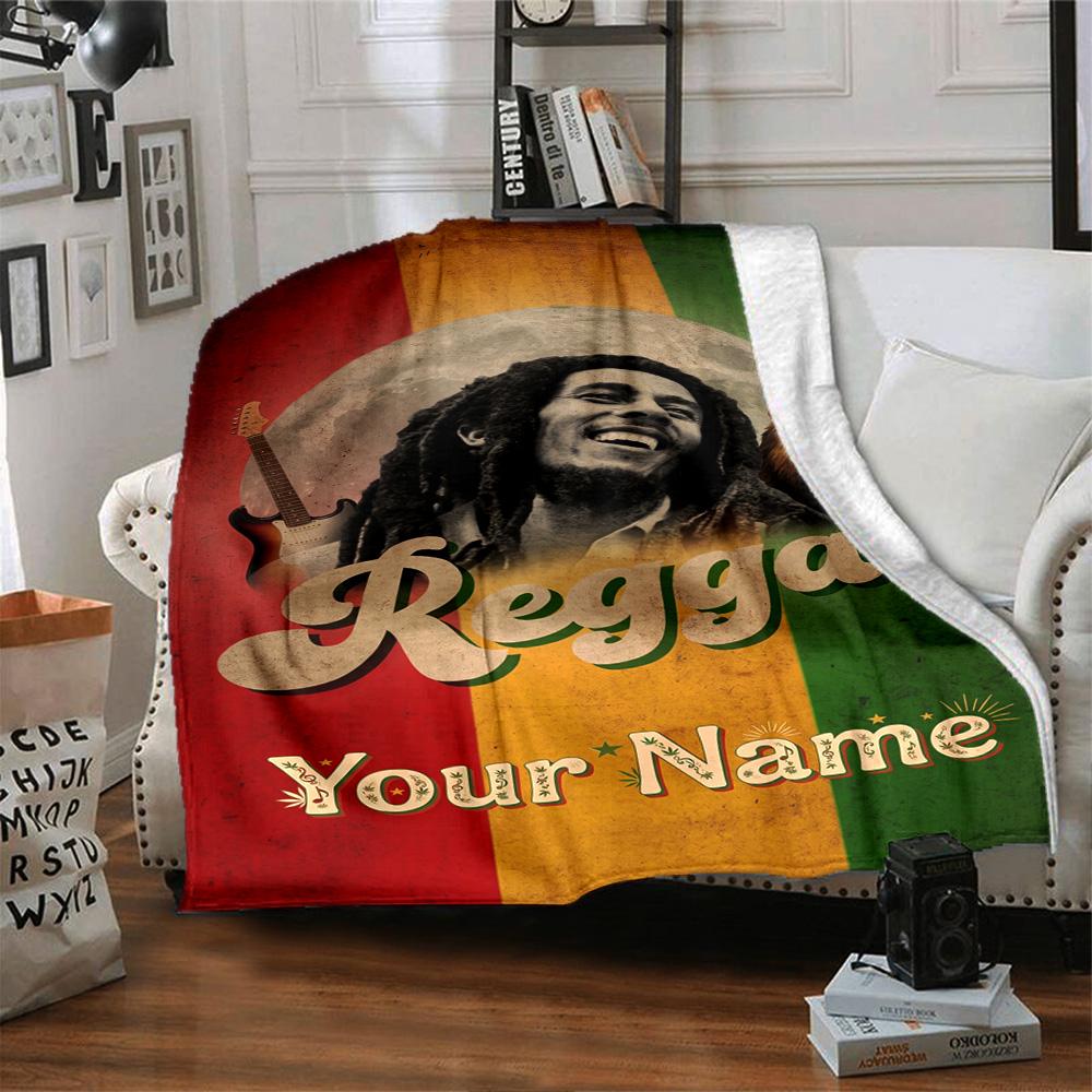 Bob Marley Personalized Text Blanket Throw Customizable Blanket Comfortable Suitable for Chair Living Room Seaside Sofa Four Seasons Multipurpose