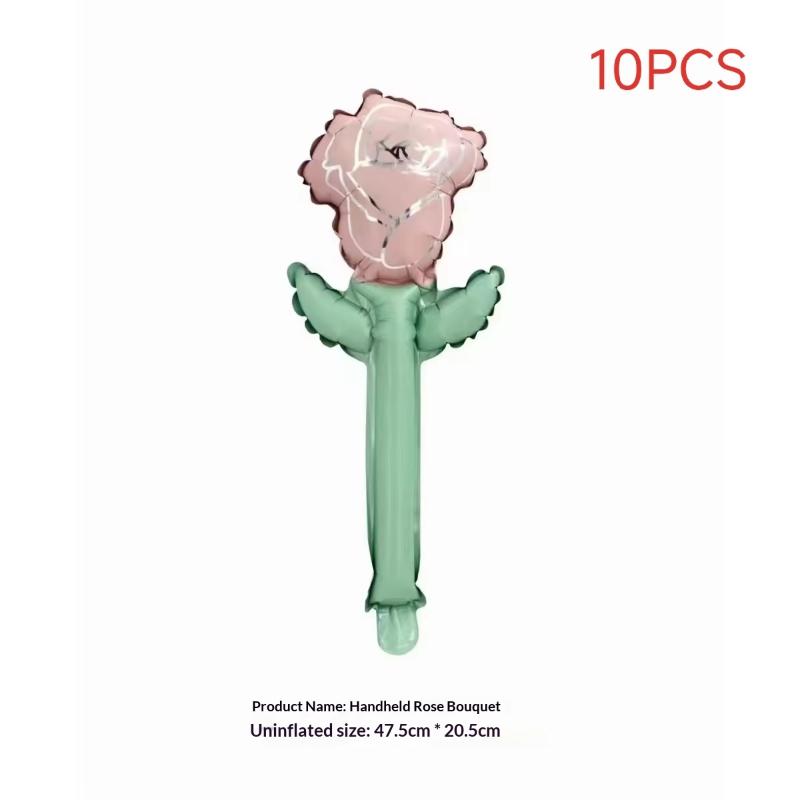10/50Pcs Carnation Foil Balloons Valentine'S Day Rose Flower Balloon Decoration Valentine'S Day Flower Bouquet Birthday Decor