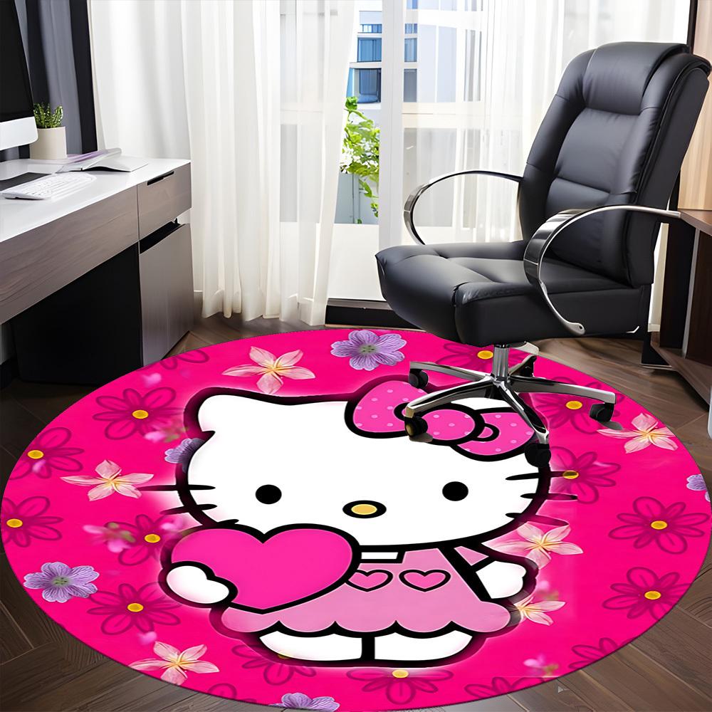 Hello Kitty Flowers Office Round Area Rug,  Under Office Chairs Bedroom Living Room Home Decor a0908152