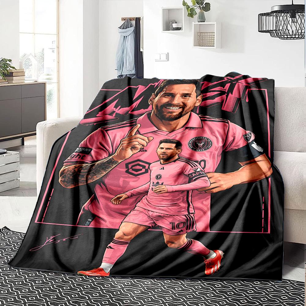Leo Messi Artwork Blanket Ultra-Soft Great for Office Livingroom Sofa All-Season Use Playful Design Perfect Gift for Relatives and Friends
