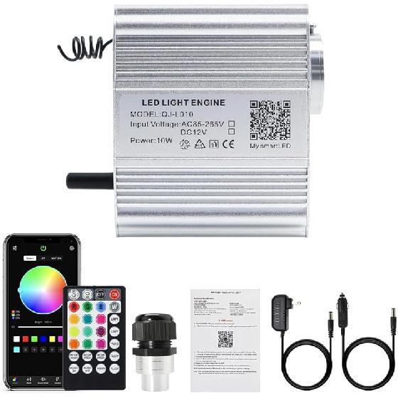 AKEPO 10W Twinkle Fiber Optic Light Engine Light Source, APP Control + Music Activated + 28-Key Remote Control for Car Stars Headliner and Home Star