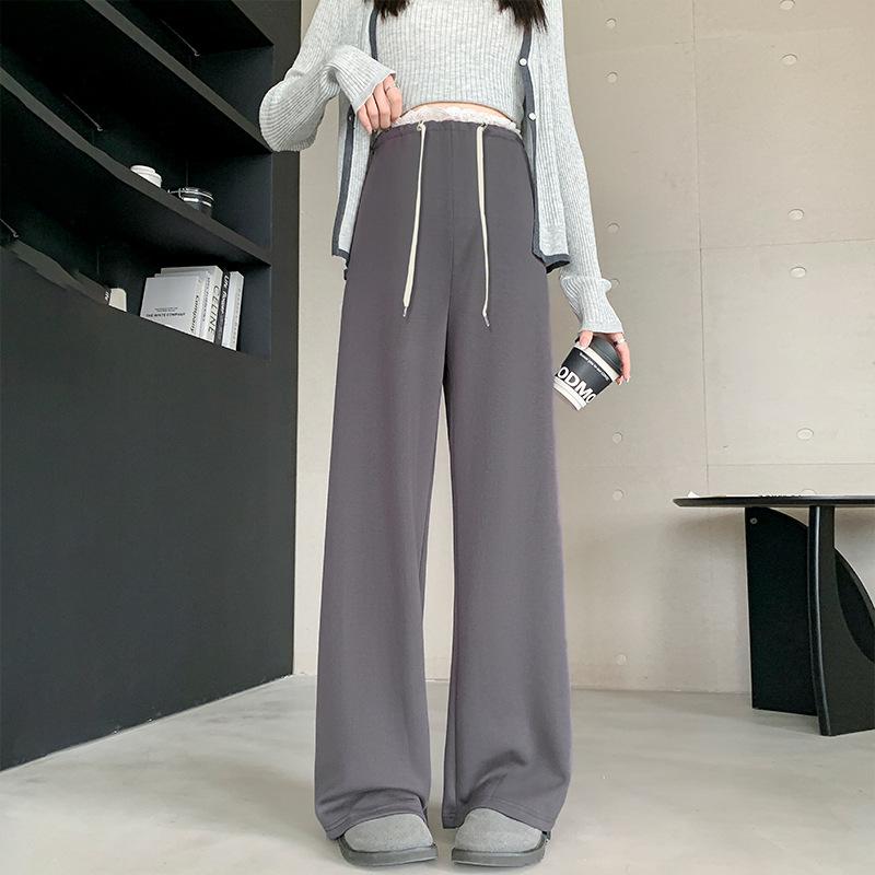 

Новые брюки для беременных с кулиской на животе, не стесняющие живот, прямые брюки, весенне-осенняя повседневная одежда, свободные брюки с широкими штанинами 3XL темно-серого