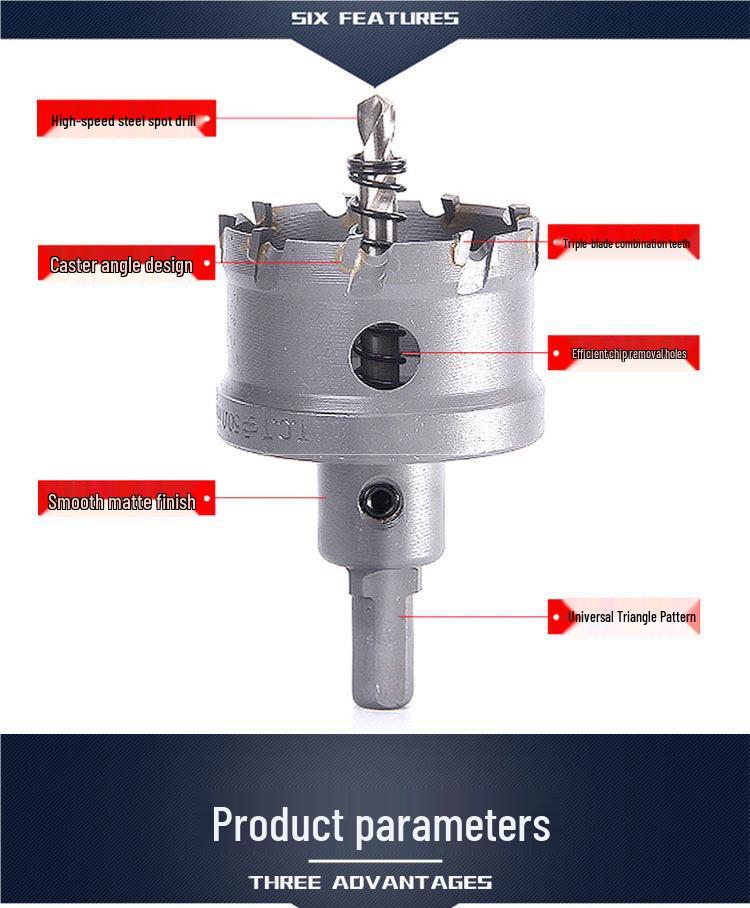 Lochsägensatz aus Edelstahl-Hartmetall: 70-78mm