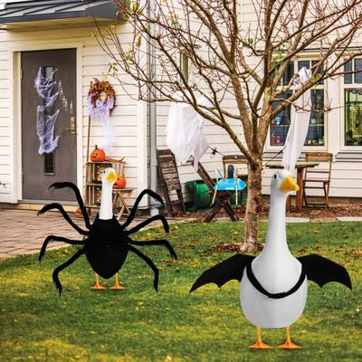 Halloweenský kostým pro husu pro 23palcovou sochu husy Černý pavouk/netopýr Oblečení pro husu na dvůr zahradu trávník venkovní dekorace