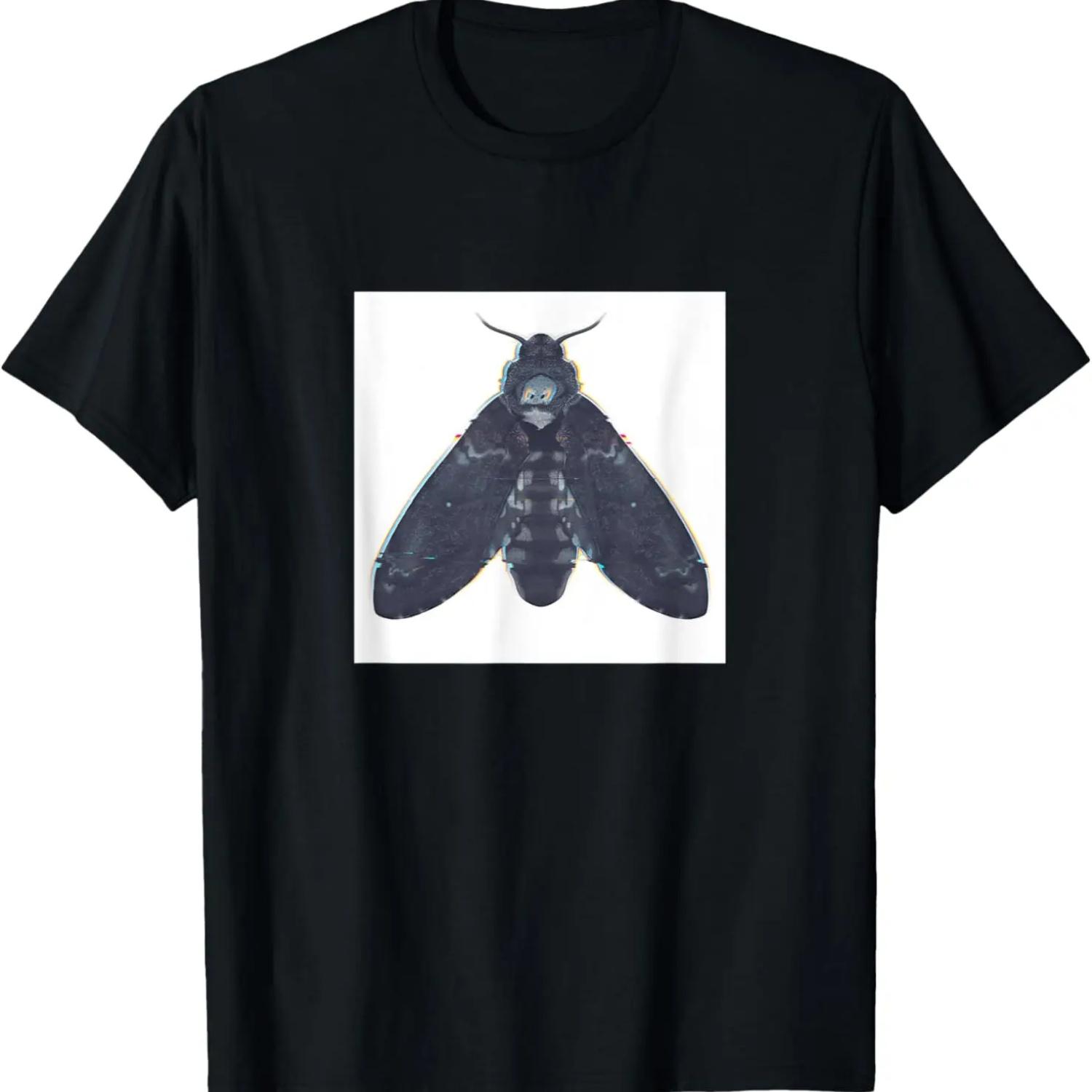 

_ Synthwave 80s VHS Glitch _ Death Moth T-Shirt XXXXXL чёрный