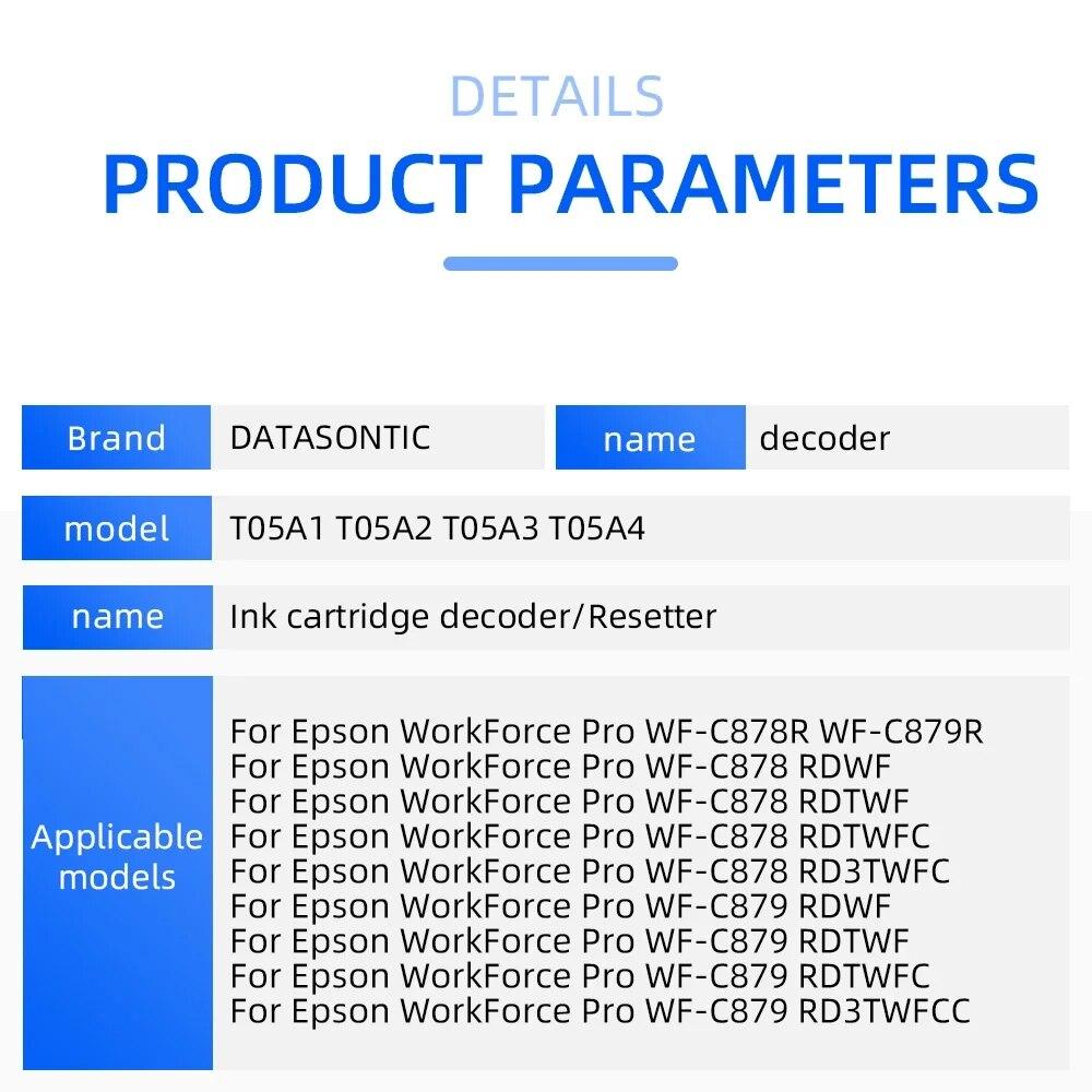 T05A1 T05A2 T05A3 T05A4 Ink Cartridge Chip Decoder For Epson Workforce Pro Wf-c878ra C879ra 878r 878rtc C879r C879rtc Printer