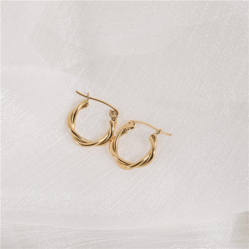 JOOLIM  High End 18K Gold Plated Twisted Stainless Steel  Hoop Earring Jewelry Fashion Trendy
